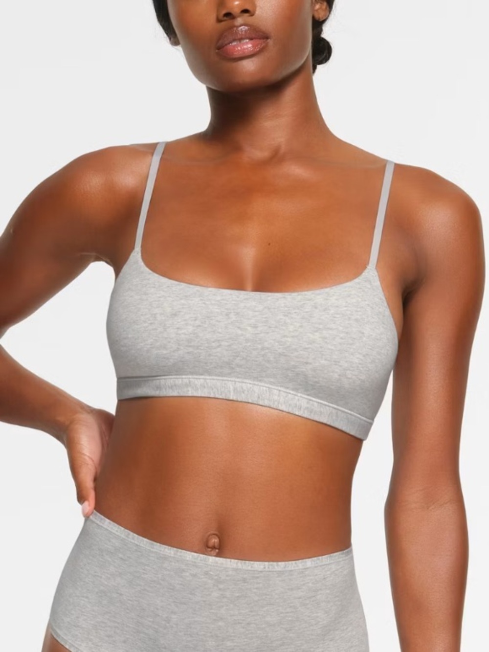 NWT SKIMS Cotton Jersey Scoop Bralette Heather Gray, Size 2X